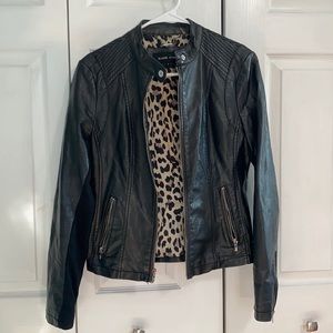 Black Rivet cheetah print faux leather jacket